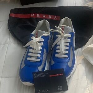 Prada Vibrant Blue and White Sneakers